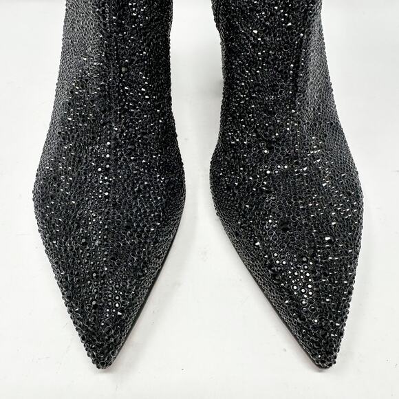 Christian Louboutin Aiglissima Strass Ankle Boots Black Block Heel Mens EU 42 main image 9